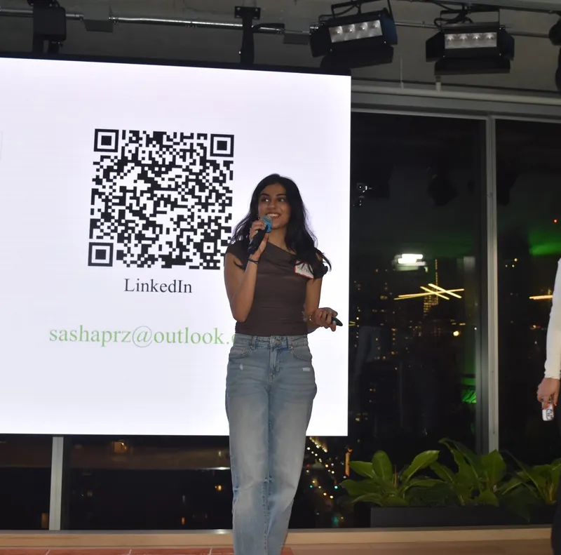 Speaking on stage